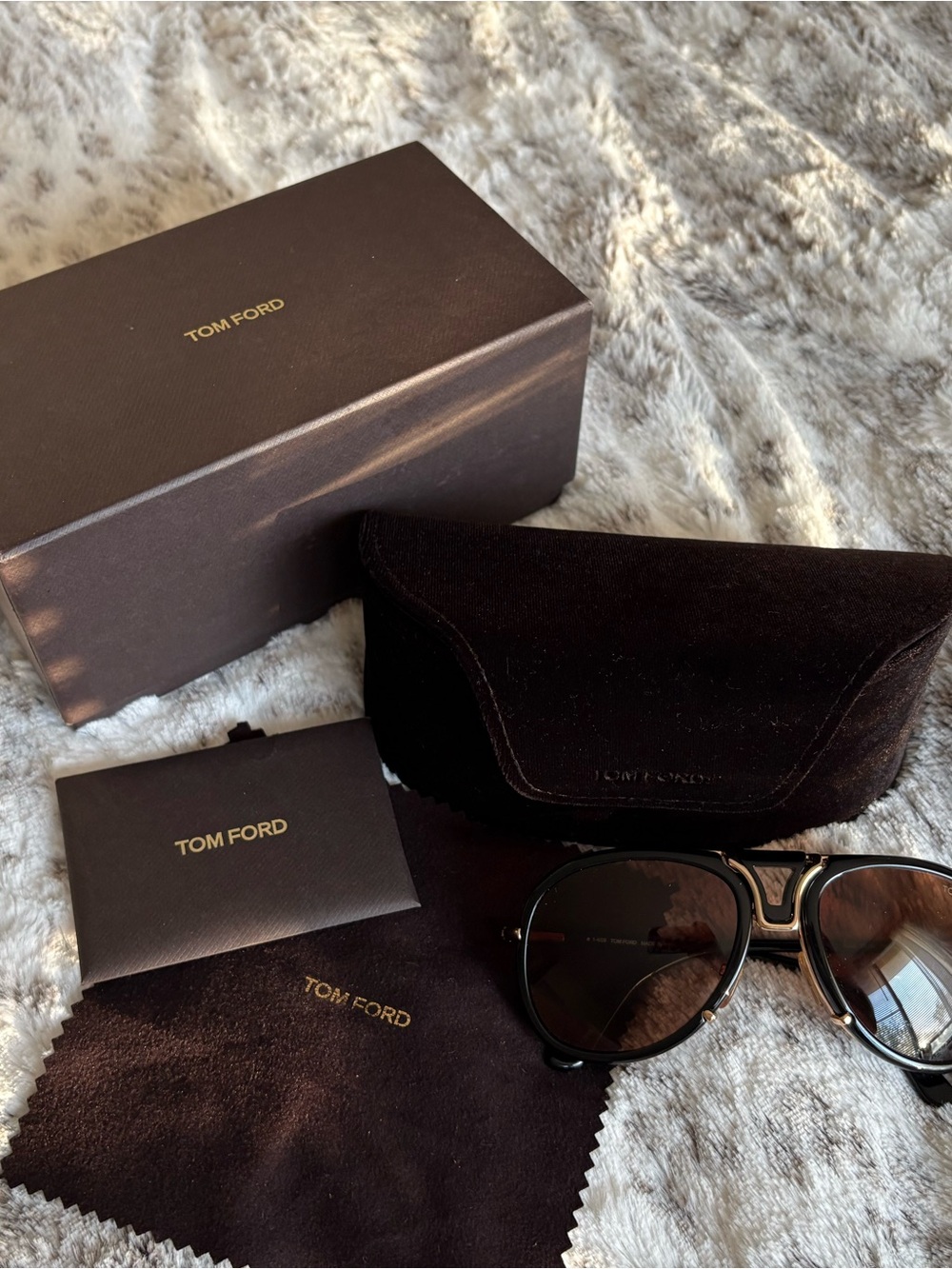 Tom Ford Black and Brown Gradient Sunglasses with Branded Case